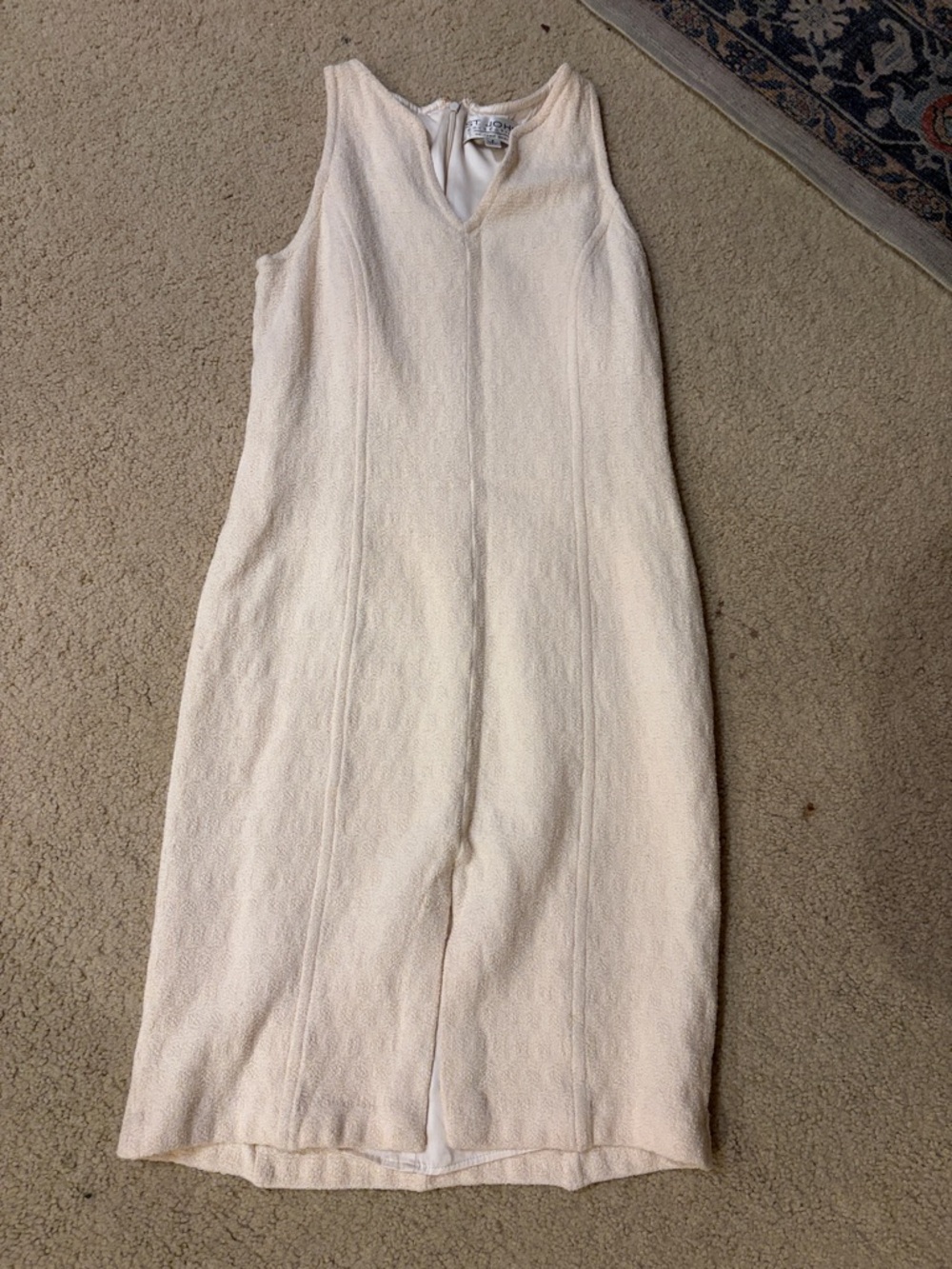 St. John Cream Textured Sleeveless Midi Dress